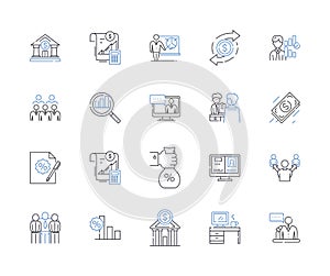 Resource management line icons collection. Allocation, Optimization, Utilization, Efficiency, Planning, Prioritization