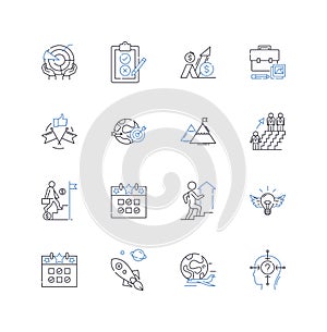 Resource metrics line icons collection. Efficiency, Utilization, Optimization, Productivity, Performance, Capacity