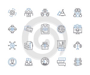 Resource Sharing line icons collection. Collaboration, Pooling, Sharing, Partnership, Exchange, Interdependence