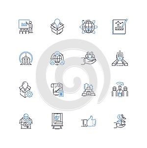 Resourceful line icons collection. Innovative, Clever, Inventive, Creative, Practical, Adaptable, Efficient vector and