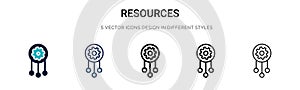 Resources icon in filled, thin line, outline and stroke style. Vector illustration of two colored and black resources vector icons