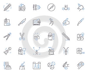 Resources line icons collection. Materials, Tools, Supplies, Equipment, Assets, Advantages, Benefits vector and linear