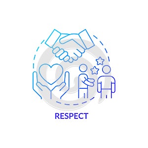 Respect blue gradient concept icon