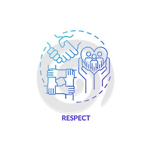 Respect blue gradient concept icon
