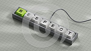 respect concept on Computer keyboard keys.close up of Computer keyboard keys