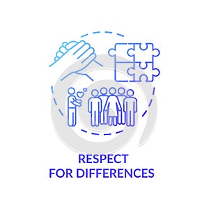 Respect for differences blue gradient concept icon