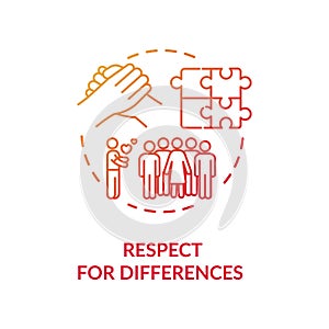 Respect for differences red concept icon