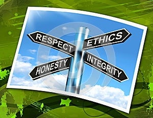 Respect Ethics Honest Integrity Sign Means Good Qualities