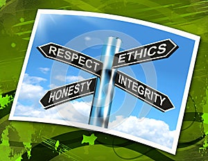 Respect Ethics Honest Integrity Sign Means Good Qualities photo