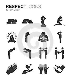 Respect, reverence and veneration icons