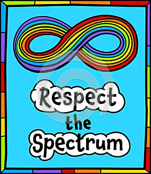 Respect the spectrum. Infinity symbol composed of different colors. photo