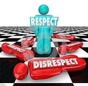 Respect Vs Disrespect One Person Winner Standing Chess Board
