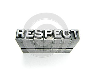 Respect written in vintage letterpress blocks photo