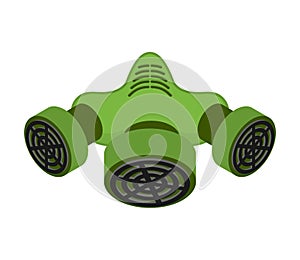 Respirator isolated. Gas mask green. Vector illustration