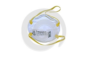 Respirator mask type n95 for breathing protection isolated over white background