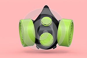 Respirator for professional use or gas mask on pink background