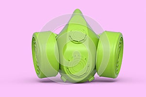 Respirator for professional use or gas mask on pink monochrome background