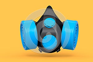 Respirator for professional use or gas mask on yellow background