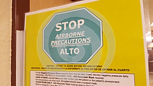 Respiratory, Airborne Isolation Sign Outside of Hospital Room