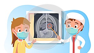 Respiratory physician doctor showing lungs CT scan