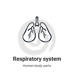Respiratory system outline vector icon. Thin line black respiratory system icon, flat vector simple element illustration from