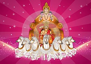 Resplendent Soorya Bhagwan or Sun God on his chariot