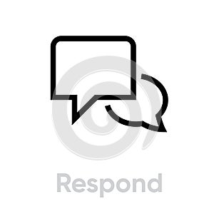 Respond chat message icon. Editable line vector.