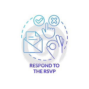 Respond to RSVP blue gradient concept icon