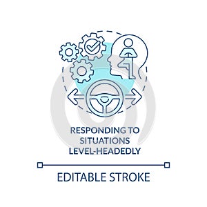 Responding to situations level-headedly turquoise concept icon