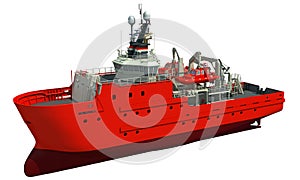 Response and Rescue Ship 3D rendering vessel on white background