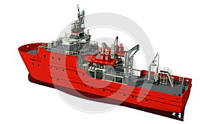Response and Rescue Ship 3D rendering vessel on white background