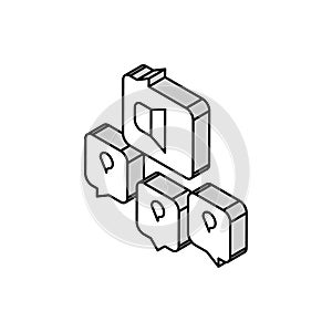 responses to media inquiries isometric icon vector illustration