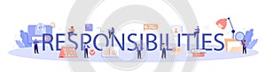 Responsibilities typographic header. Personnel management and empolyee