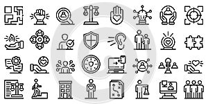 Responsibility icons set, outline style