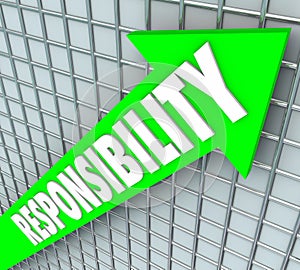 Zodpovednosť slovo zelený šípka stúpajúci zodpovednosť 