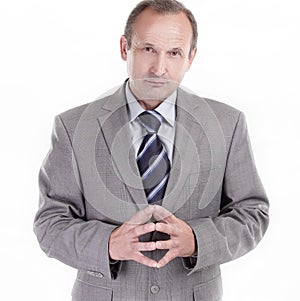 Responsible businessman on a white background. business concept