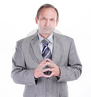 Responsible businessman on a white background. photo with copy space