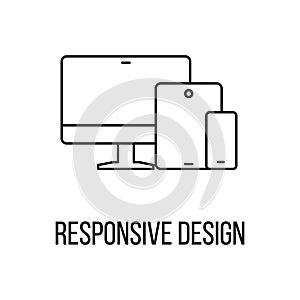 Responsive design icon or logo line art style.