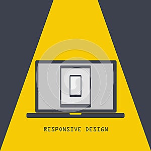 Responsive design. Technology laptop tablet smartphone