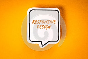 Responsive Design. White speech bubble on yellow background