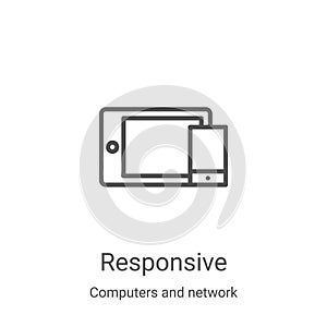 responsive icon vector from computers and network collection. Thin line responsive outline icon vector illustration. Linear symbol