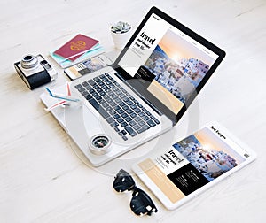 responsive travel agency with essential travel items