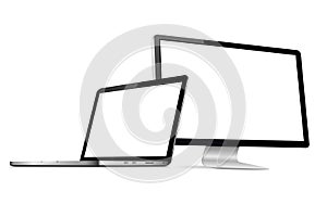 Responsive web design computer display with laptop