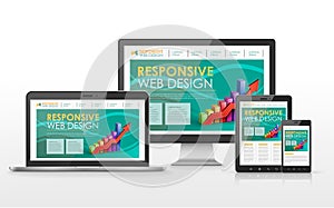 Responsive web design concept in different devices