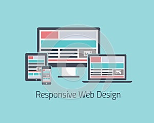 Responsive web design development vector flat styl