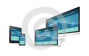 Responsive web design with different devices.