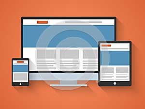 Responsive web design in flat style.