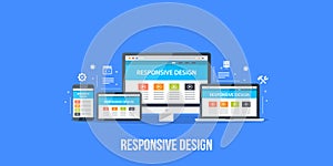 Responsive web design. Flat style illustration. photo