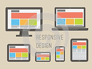 Responsive web design. Flat style vector