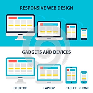 Responsive Web Design Gadgets and Devices Flat Concept